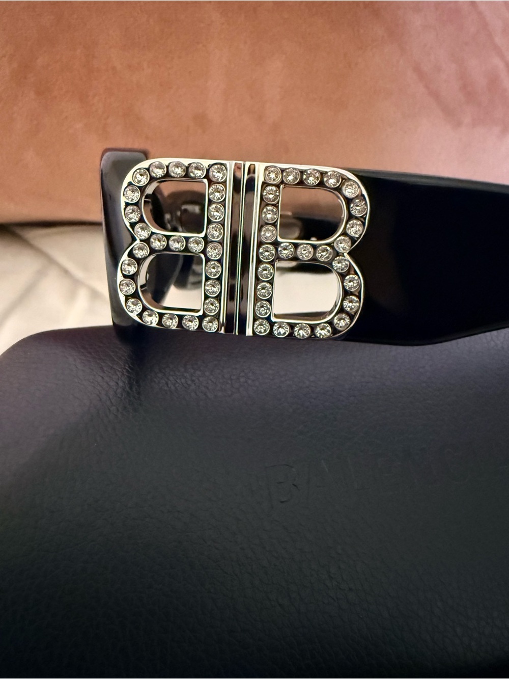 NEW Balenciaga Dynasty Crystal Black Rectangular Sunglasses - Picture 4 of 14